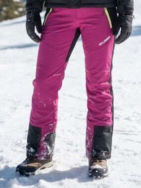 Flygaga Magenta Pink Black Softshell Ski Snow Pants Size L Fleece Lined Winter